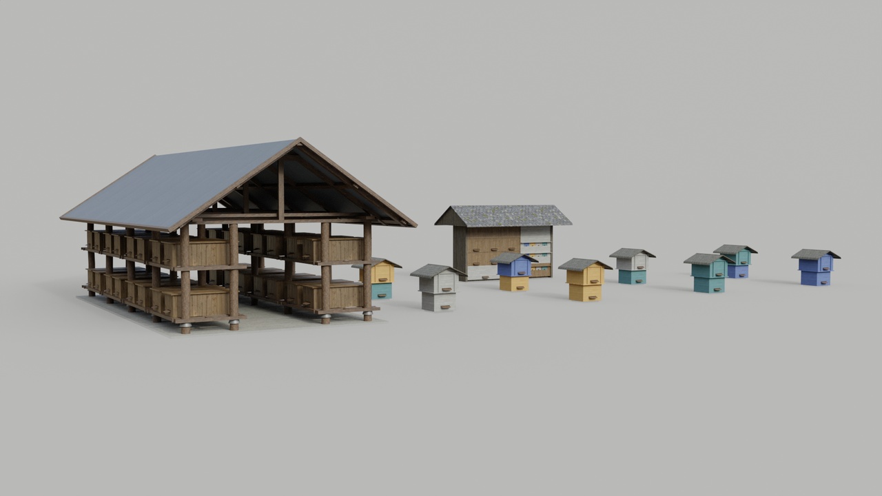 Media 1 for listing Beehives Pack - Lowpoly Gameready