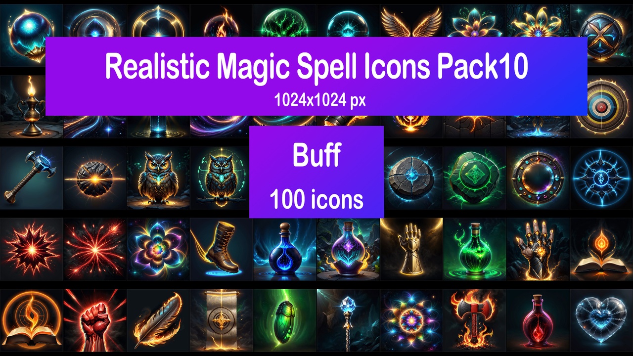 Media 1 for listing Realistic Magic Spell Icons Pack10 - Buff