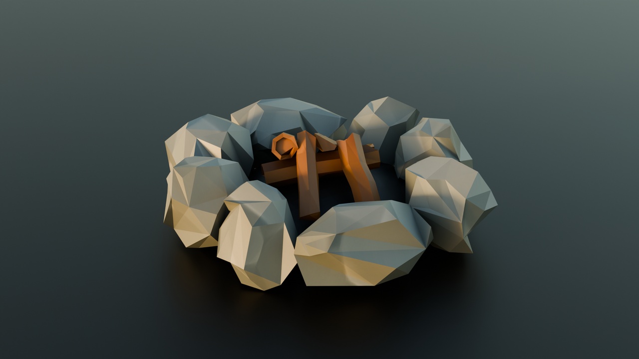 Media 1 for listing Low Poly Campfire with Rocks