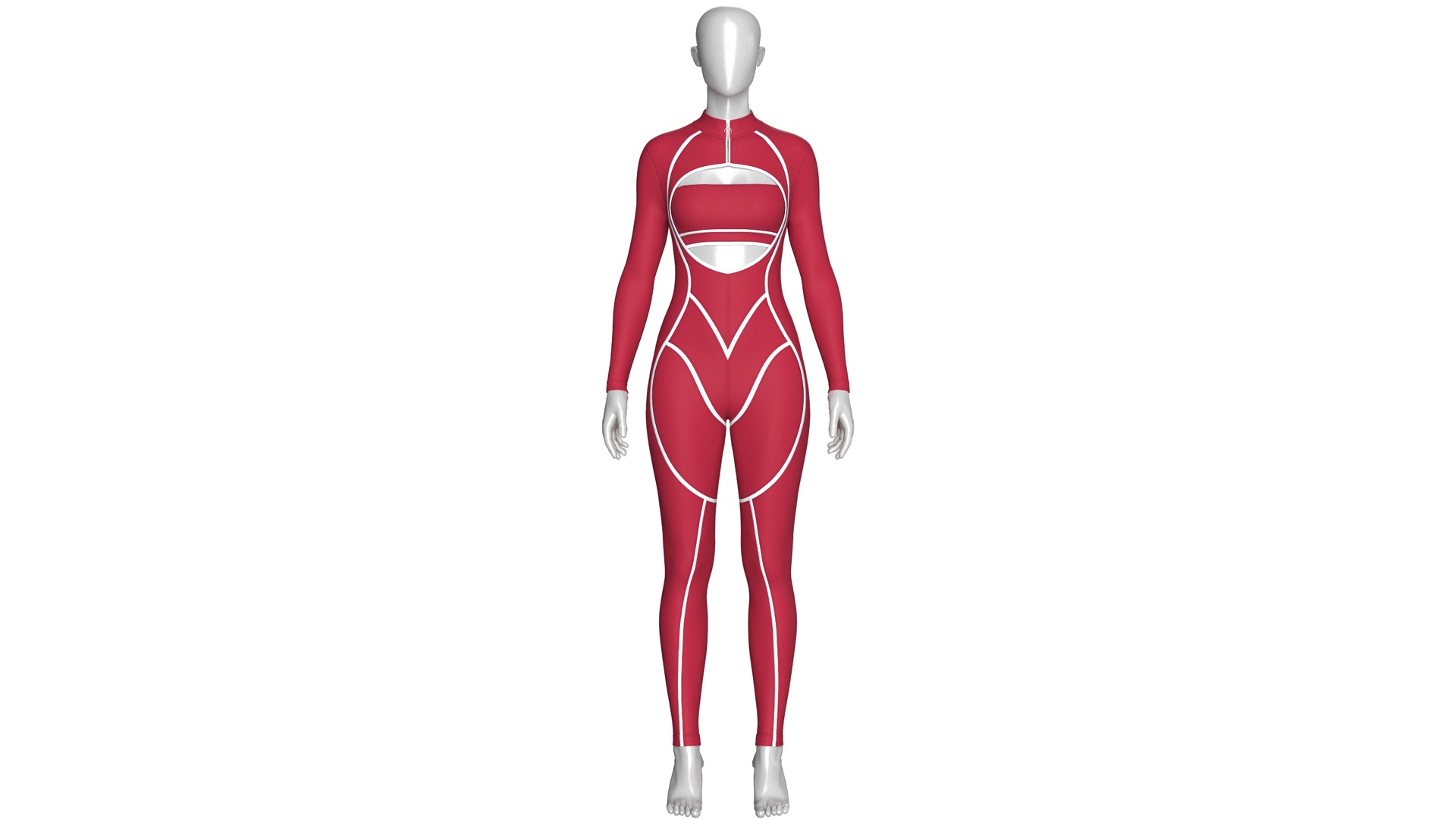 Media 1 for listing Girls Keyhole Cutouts Jumpsuit With White Piping | High Poly