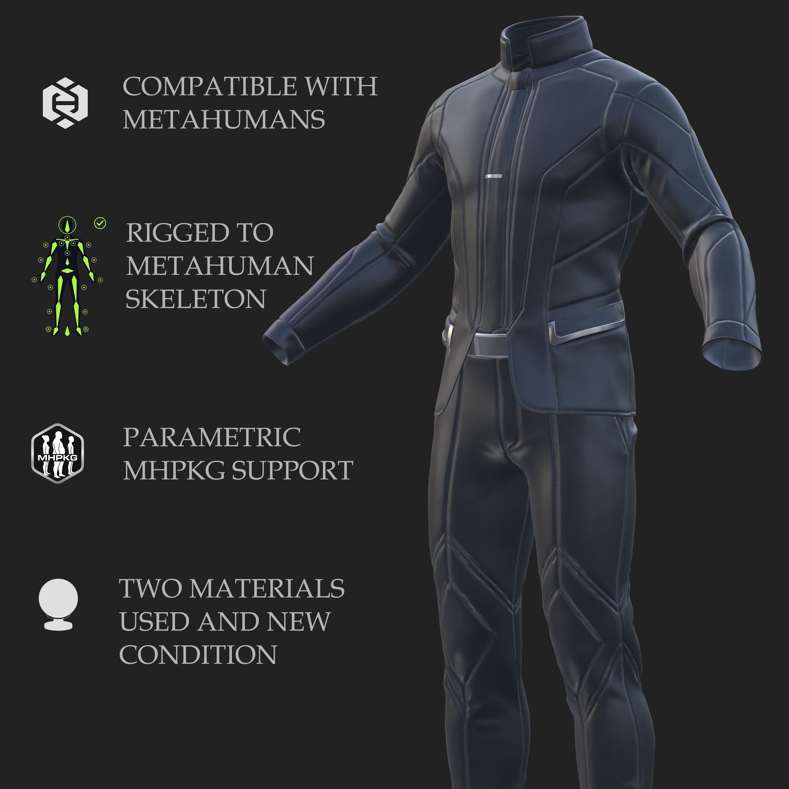 Media 1 for listing 3d Scifi Suit Model for Metahumans - Rigged