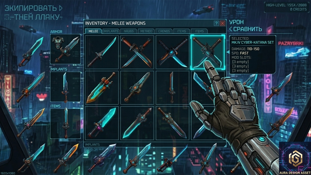 Cyberpunk Swords — 40 High-Detail Weapon Icons | Fab