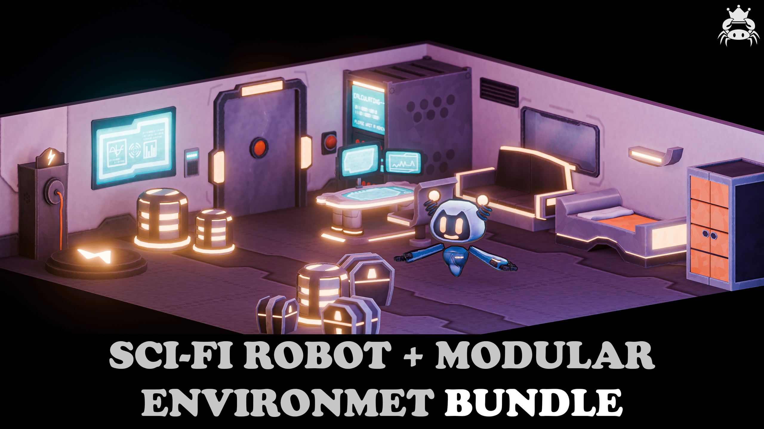 Media 1 for listing Stylized Sci-Fi Robot + Environment Kit | Game-Ready Cartoon Bundle