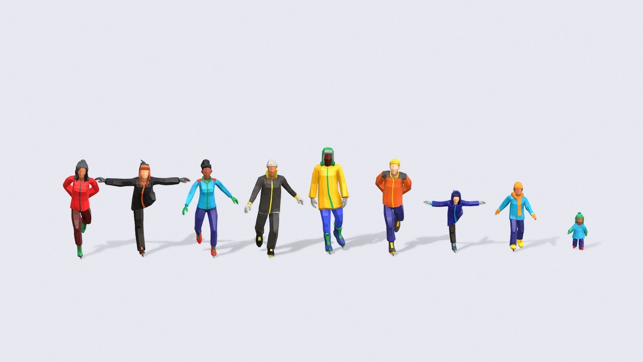Media 1 for listing Low Poly Ice Skating People - Animated & Rigged
