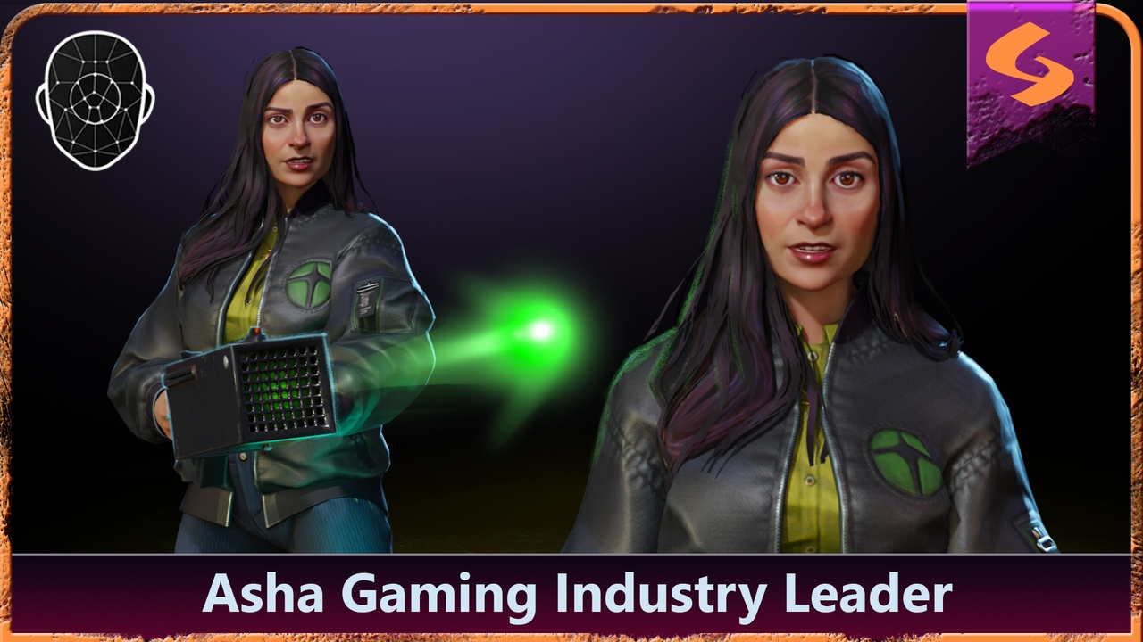 Media 1 for listing Asha Shama Tech Executive Warrior — Stylized Game-Ready Character