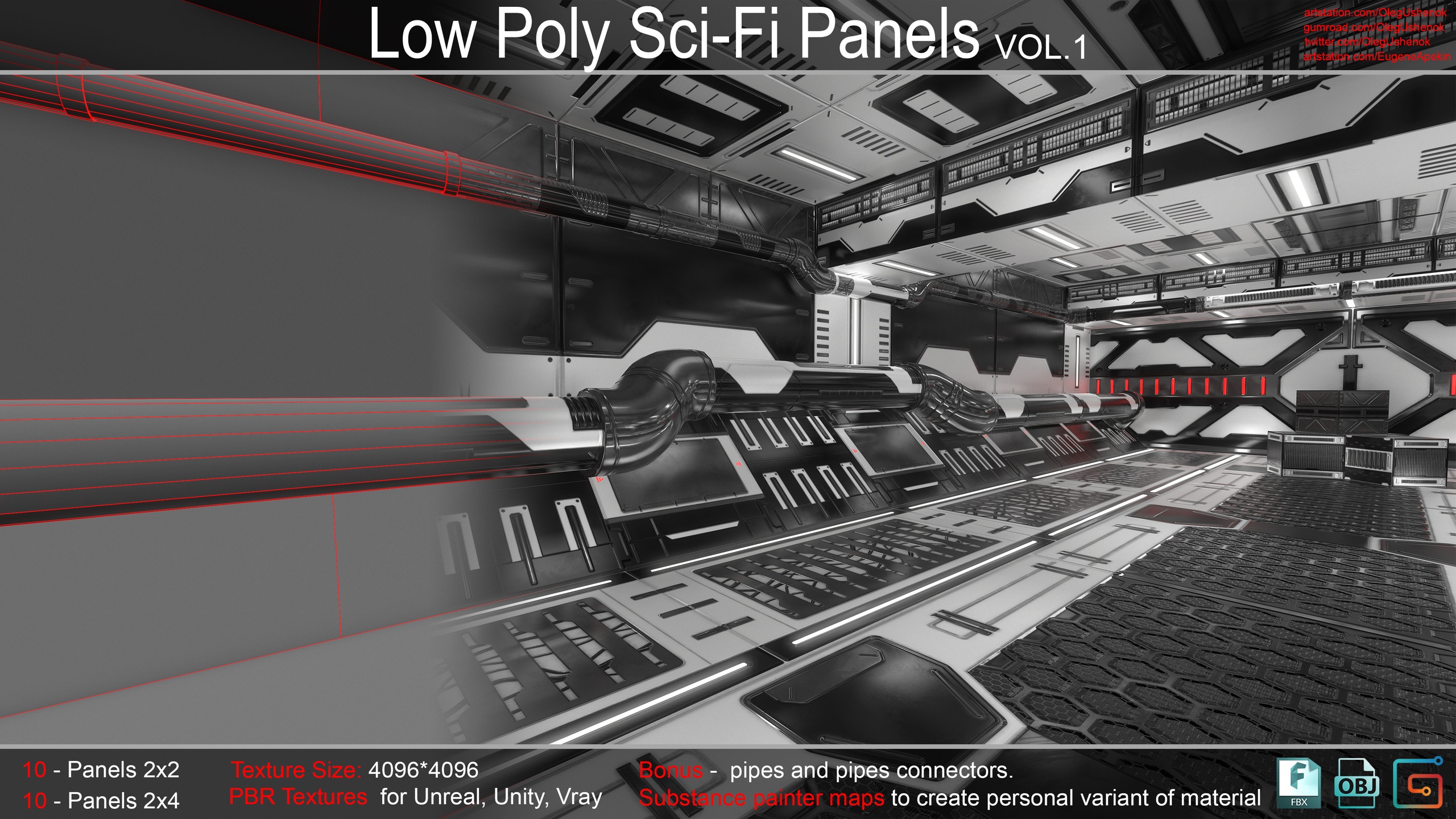 Media 1 for listing Sci-Fi Panels and Pipes Low Poly