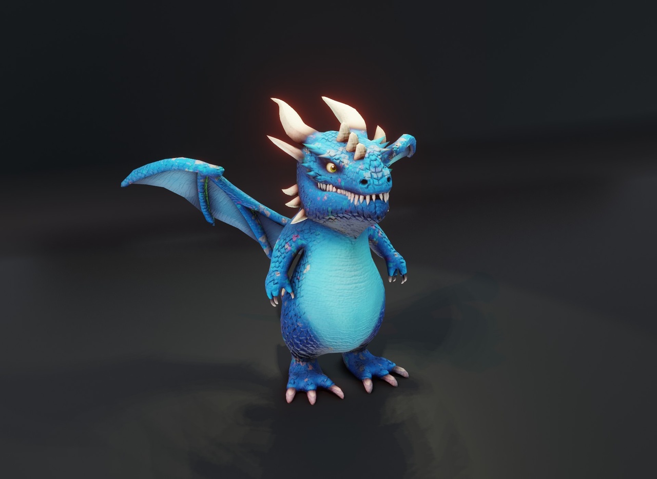 商品 Cartoon Blue Dragon Animated 3D Model 的媒体 1