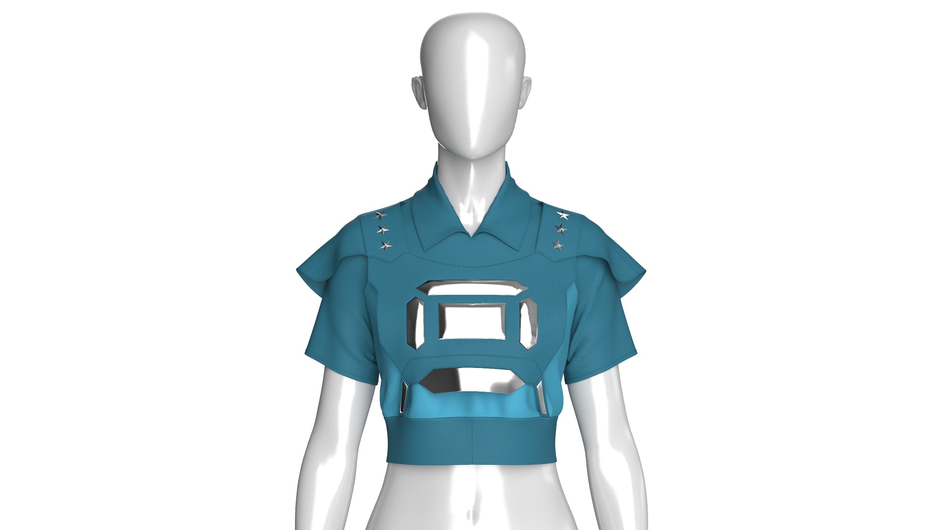 Media 1 for listing Girls Metallic Chest Crop Top | High Poly