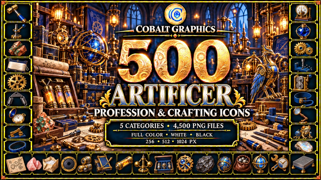 Media 1 for listing 500 Artificer Profession Icons | RPG Clockwork, Gears & Crafting