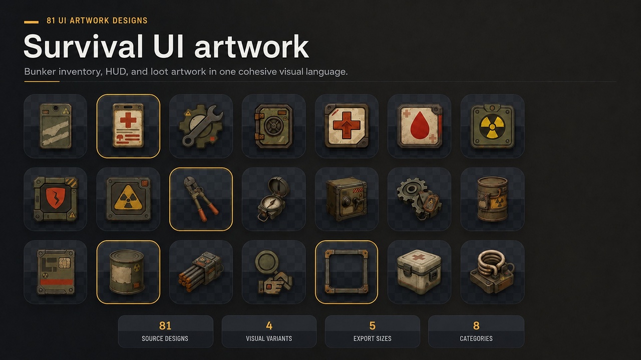 Media 1 for listing Bunker Exodus – Survival UI Icons & States Pack