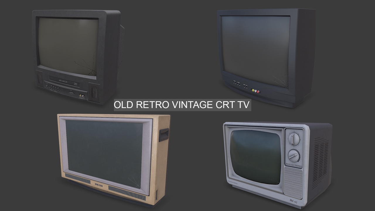 Media 1 for listing Old Retro Vintage CRT TV Collection Low-poly PBR
