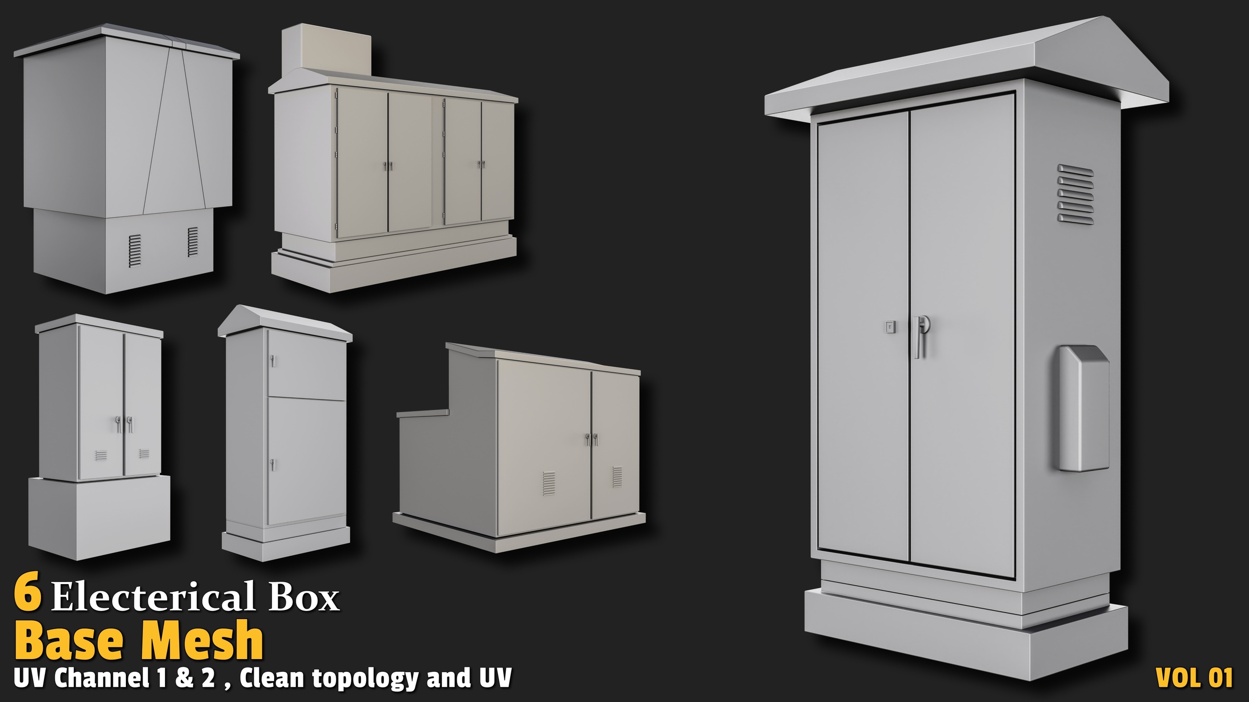 Media 1 for listing 6 Electrical Box Base Mesh Collection Vol.01