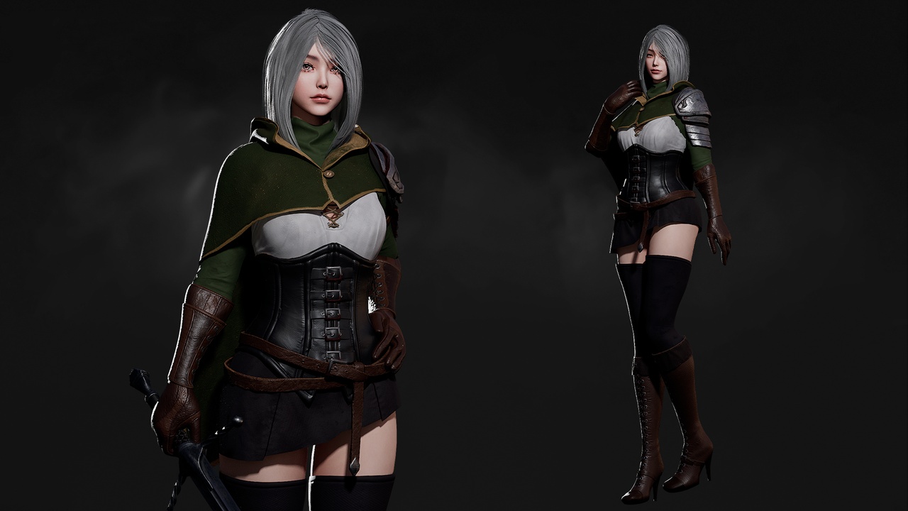 Media 1 for listing Swordsman Girl - RPG Dark Fantasy Modular Female