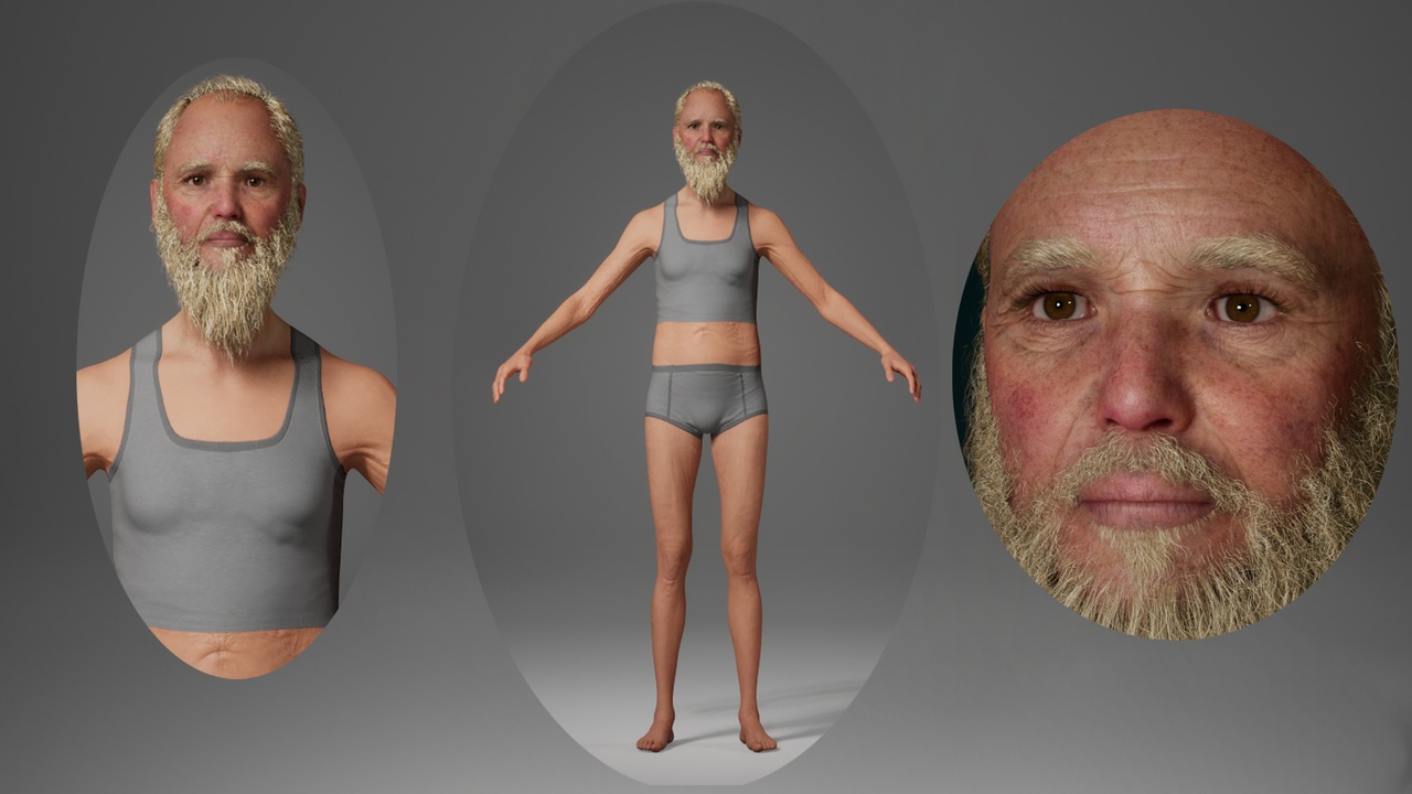 Media 1 for listing Editable MetaHuman elderly male character - Mike.With hair, no clothing included