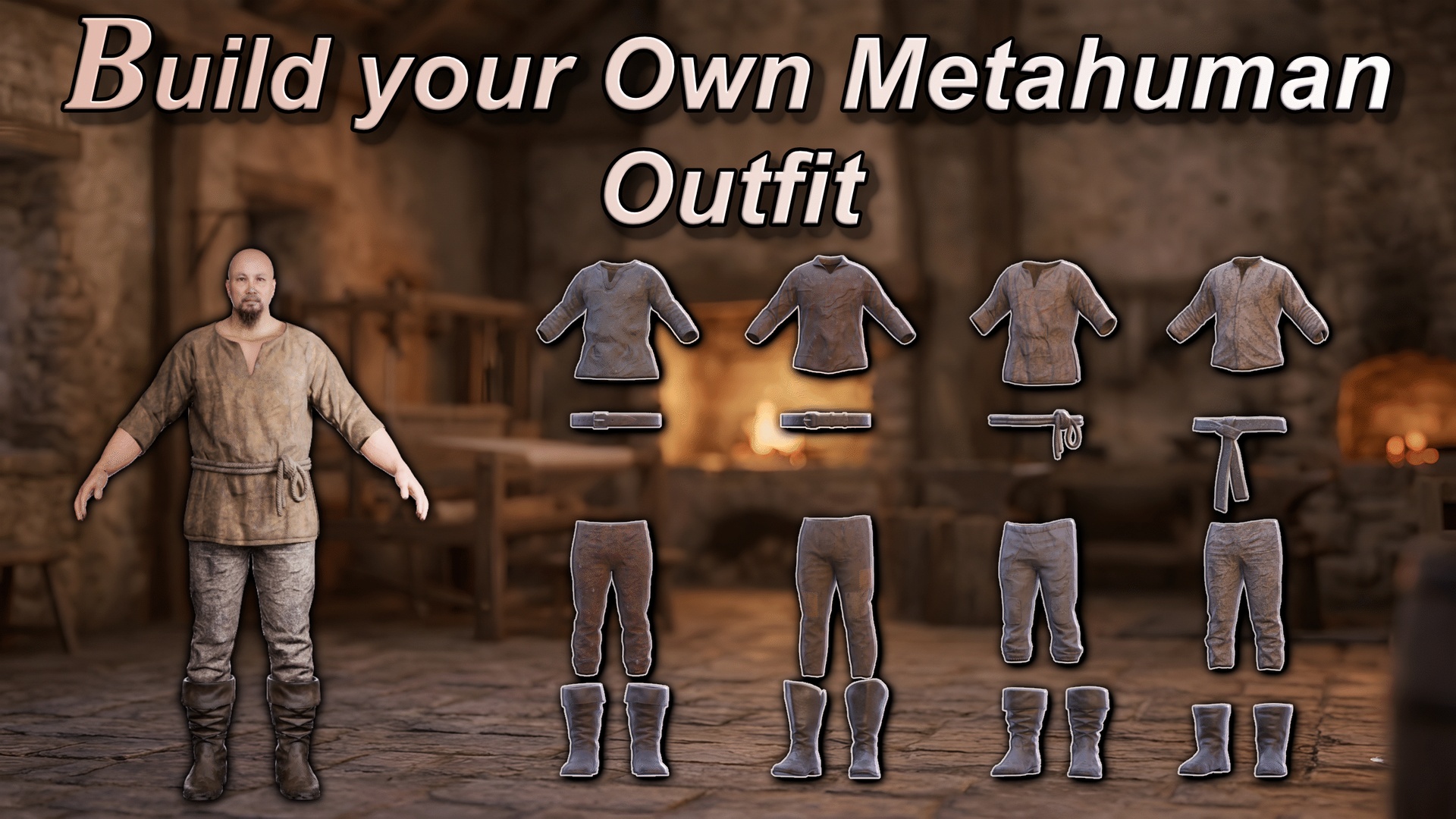 Media 1 for listing Rustic Medieval Granular Modular Clothing - MetaHuman Parametric 4K