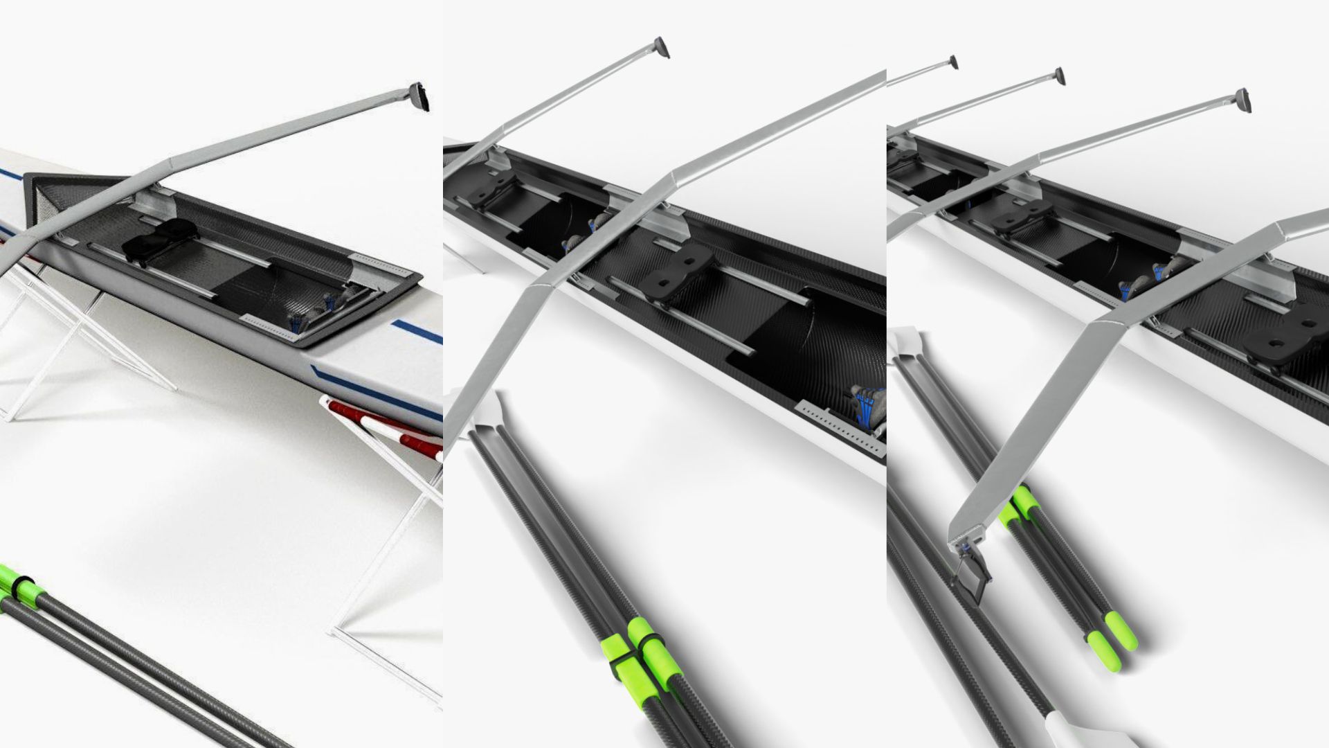 Super Fast Rowers Rowing Boats Pack 3 Rigged Single Double Quadruple | Fab