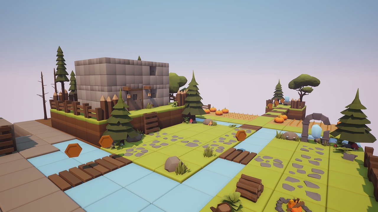 Cartoon Low Poly 3D Cube World
