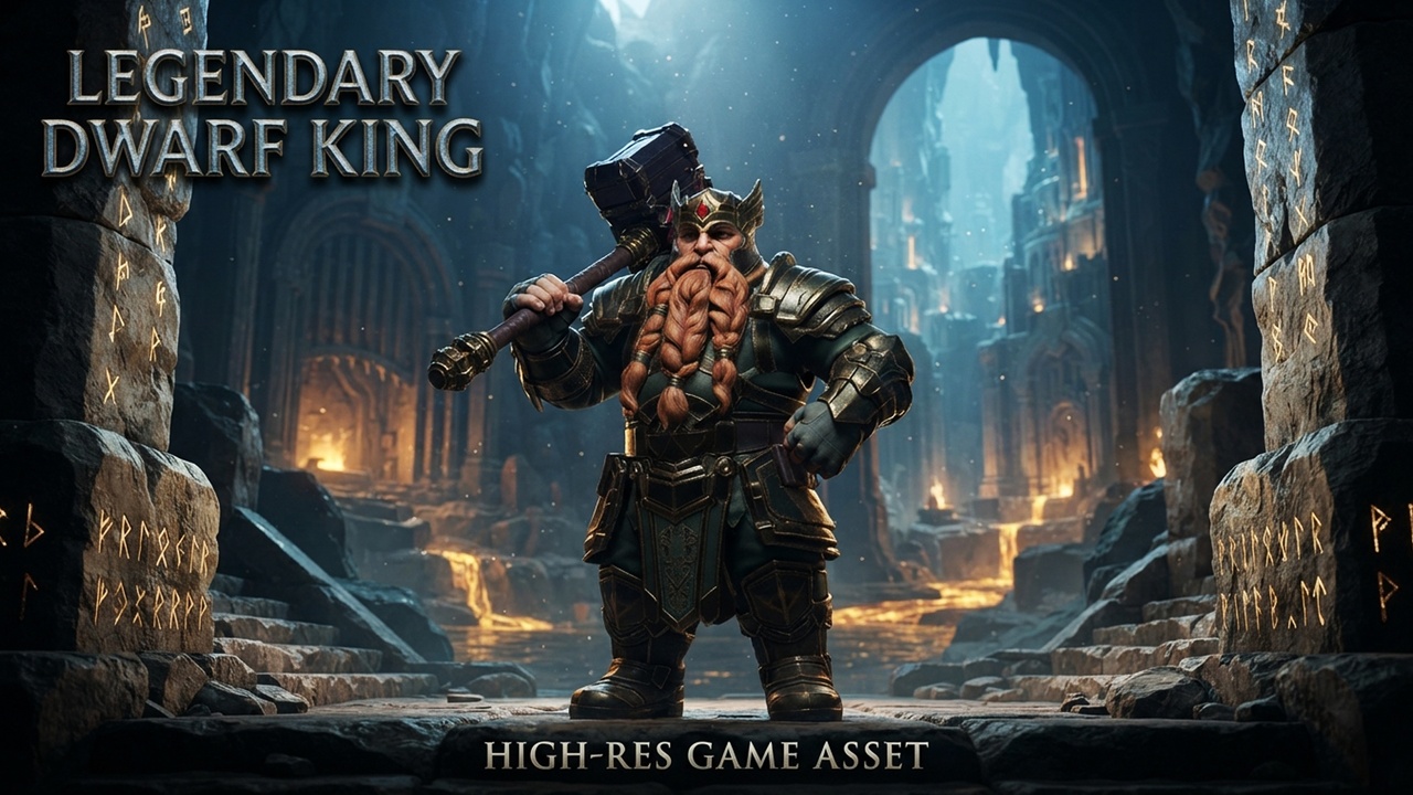 Media 1 for listing Stylized Fantasy Dwarf | Ready for Game | Customizable Colors