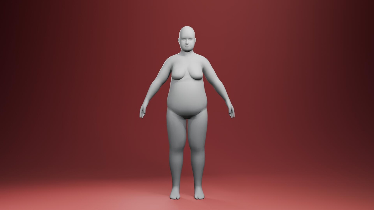 Media 1 for listing Realistic Fat Female Base Mesh Rigged 3D Model