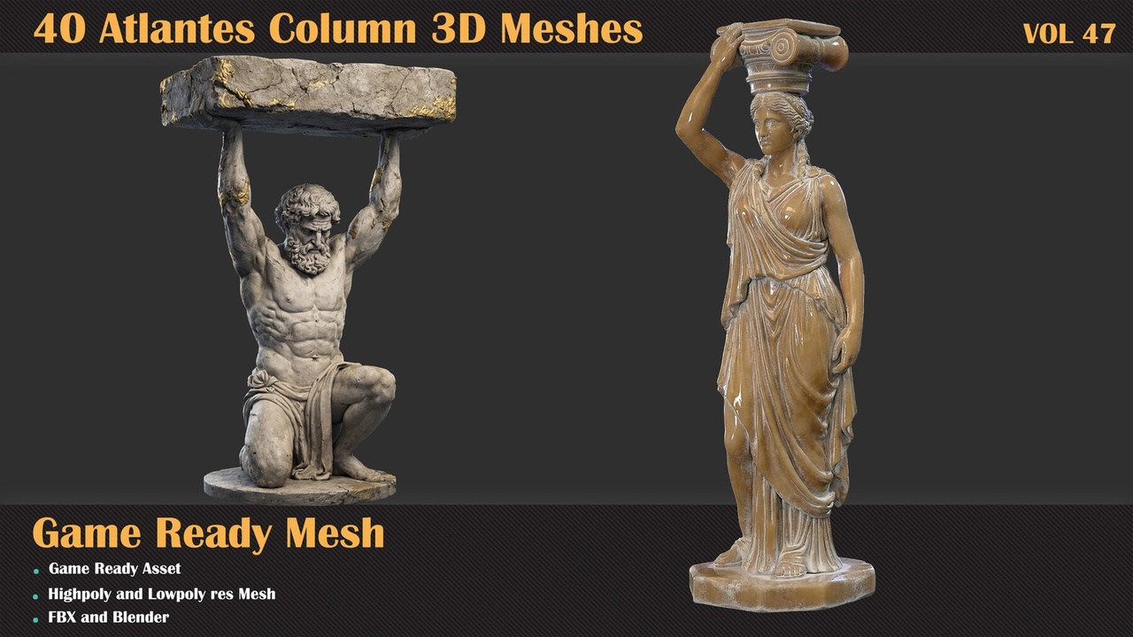 Media 1 for listing 40 Atlantes Column 3D Meshes - VOL 47
