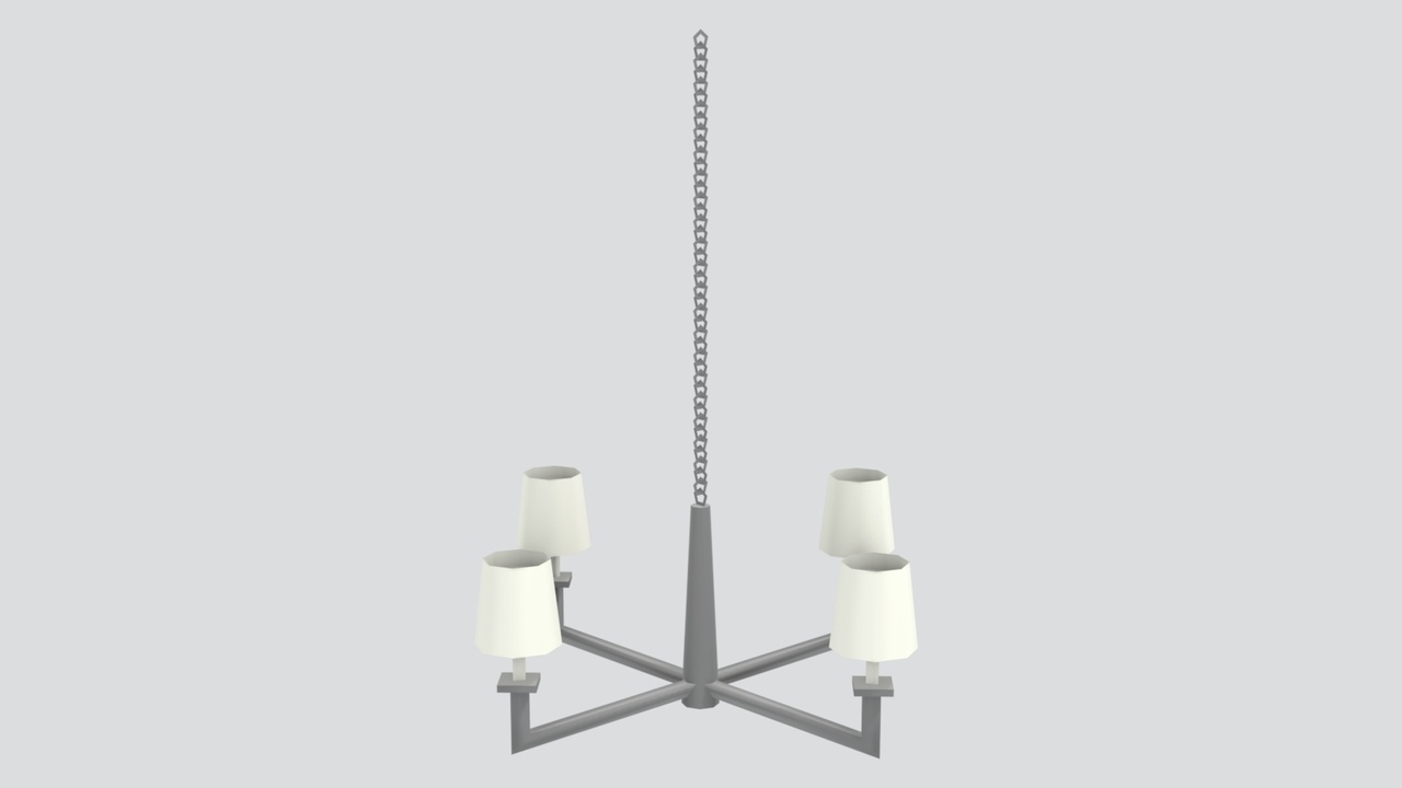 Media 1 for listing Modern Four Arm Chain Chandelier with White Shades 3D Model