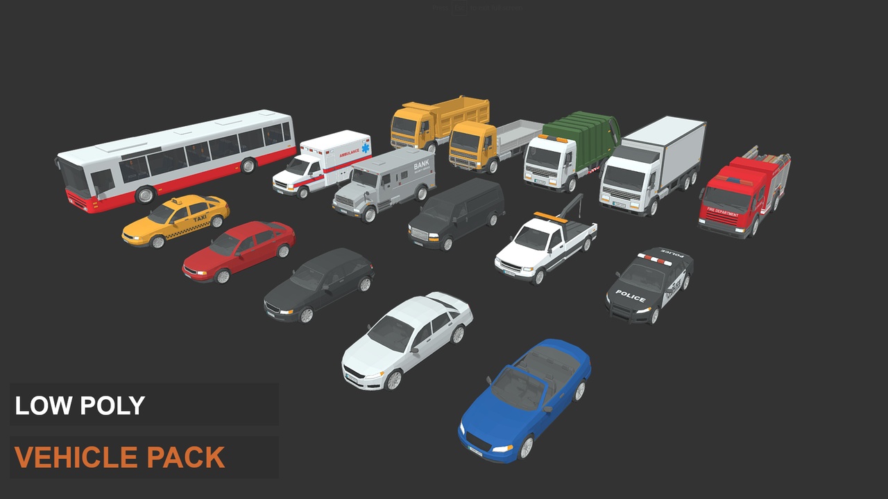 Media 1 for listing LowPoly - Vehicles Pack