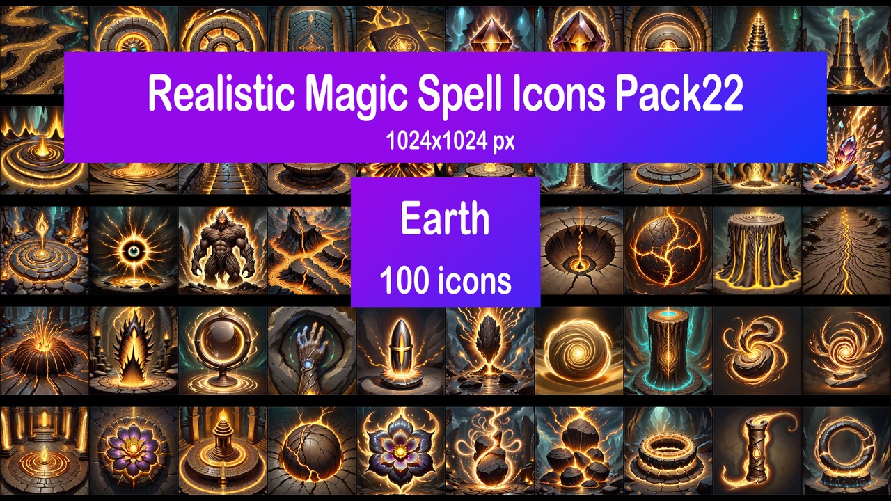 Media 1 for listing Realistic Magic Spell Icons Pack22 - Earth