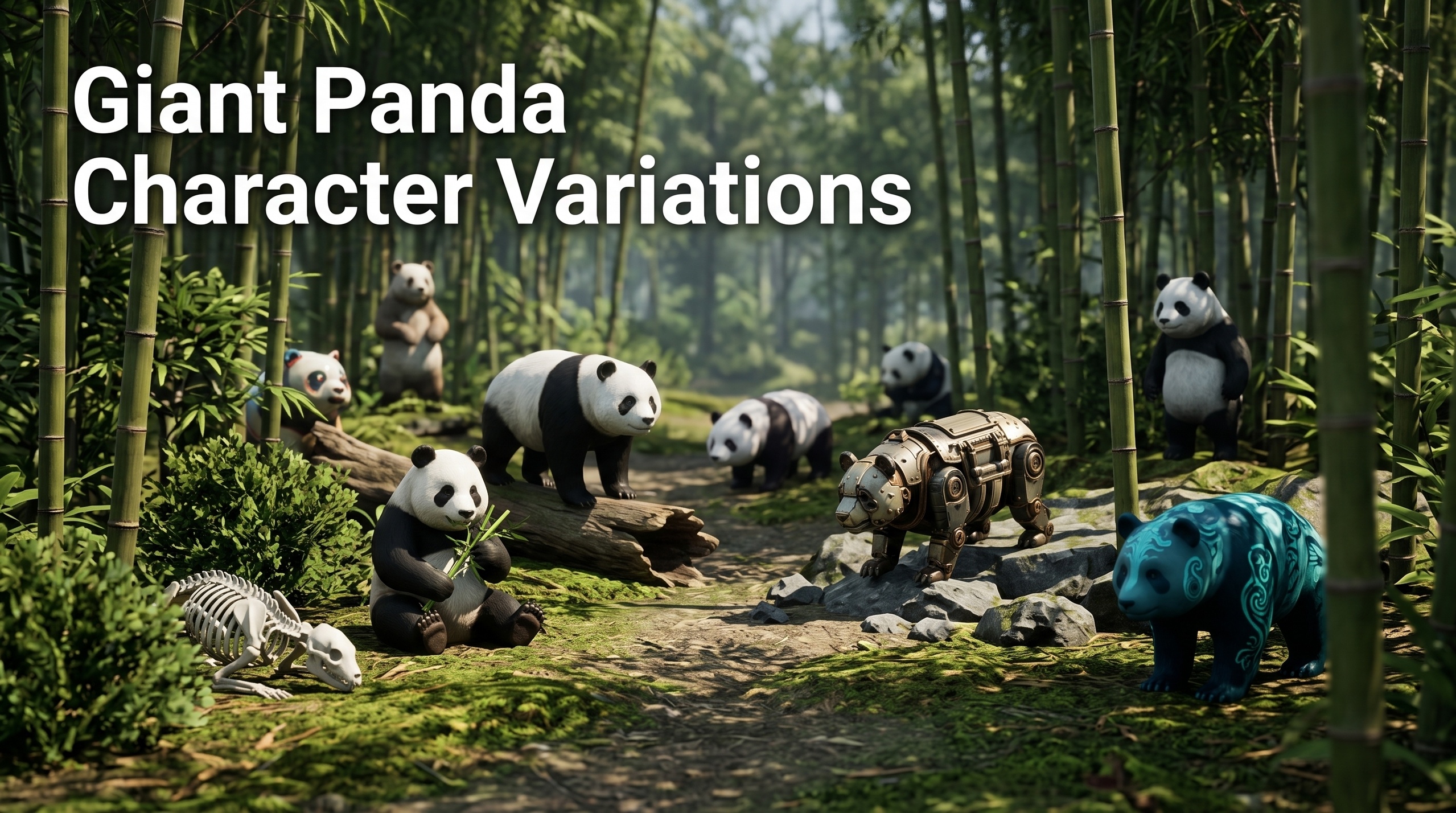Media 1 for listing Giant Panda Character Variations 3D Asset Pack