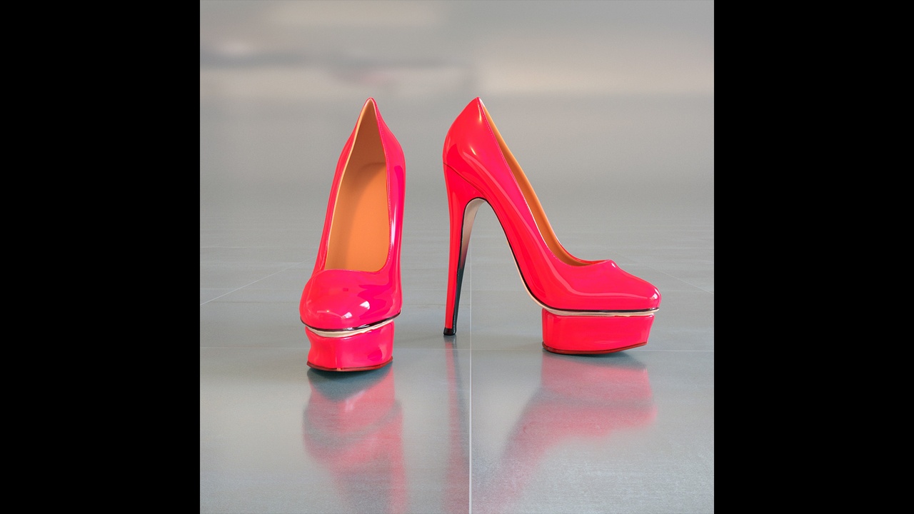 Media 1 for listing Red High Heel Platform Shoe Low-poly 3D model