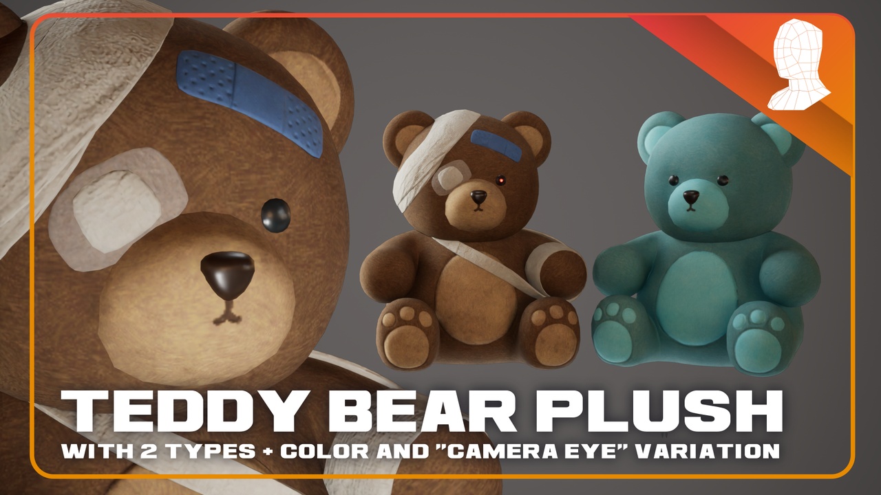 Media 1 for listing Teddy Bear Plush Toy - PBR Game Ready