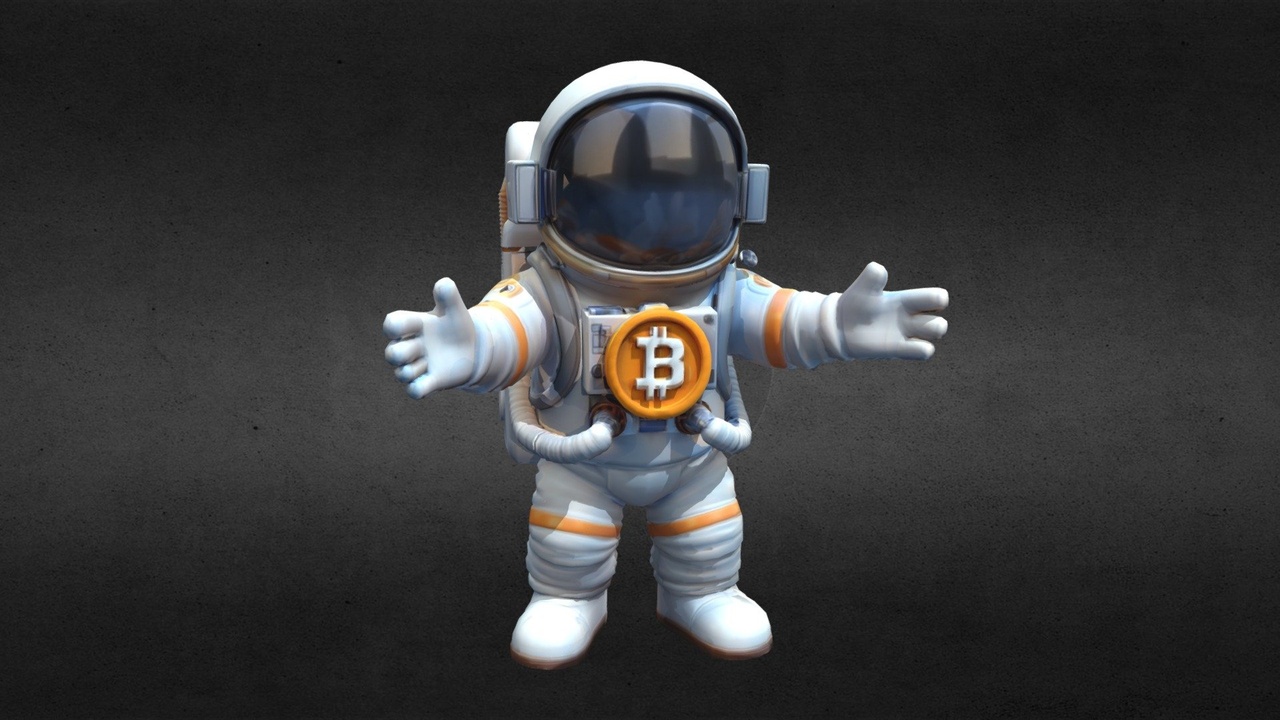 Media 1 for listing Astronaut Bitcoin β Low-Poly Spaceman with BTC Logo (Free Download)