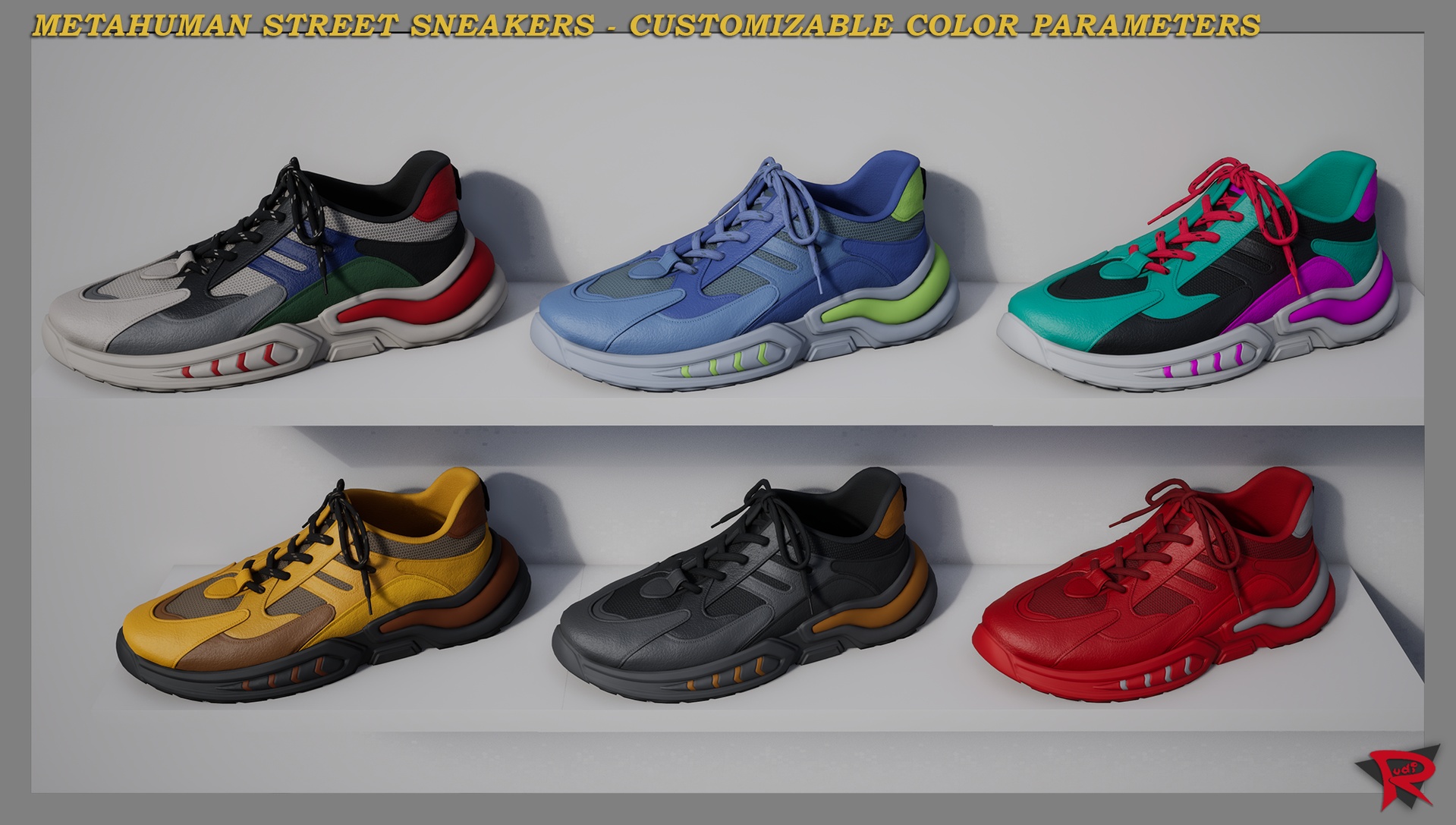 Media 1 for listing MetaHuman Street Sneakers – Customizable Color Parameters