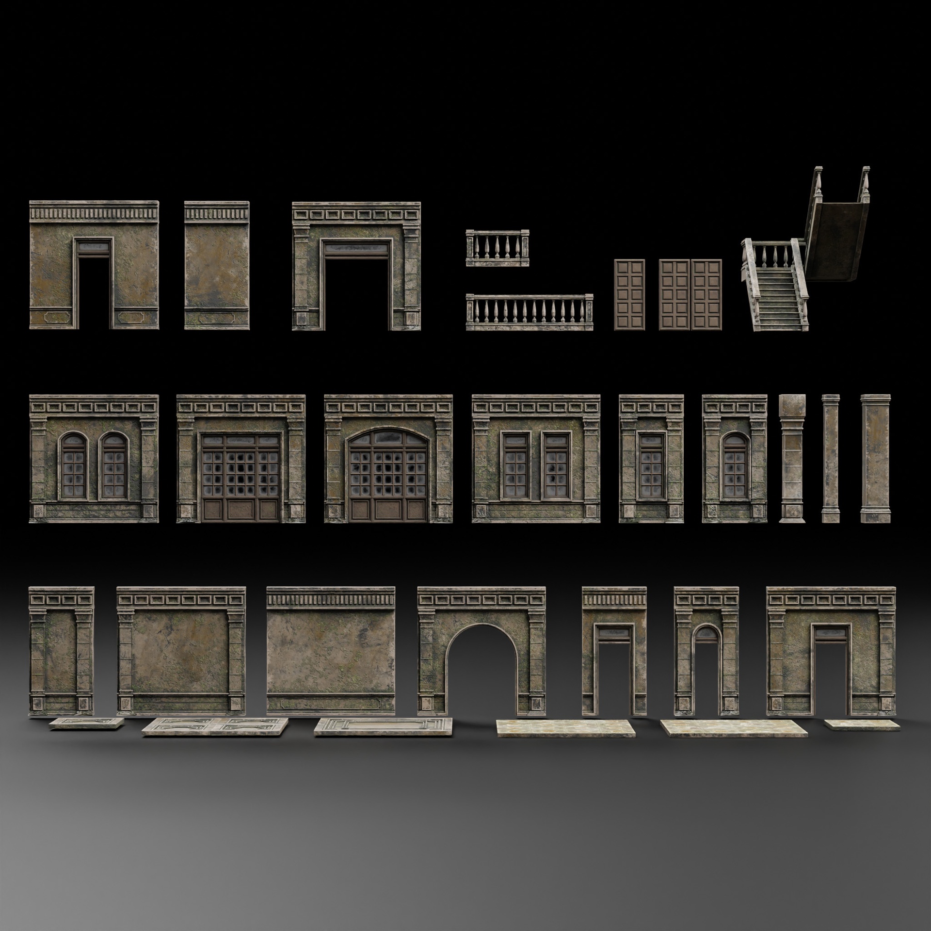 Media 1 for listing ABANDONED OLD WALL MODULAR KITBASH 04