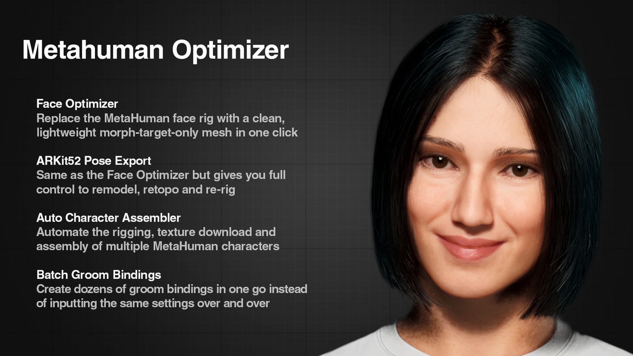 Media 1 for listing MetaHuman Optimizer - ARKit52 Export & Batch tools