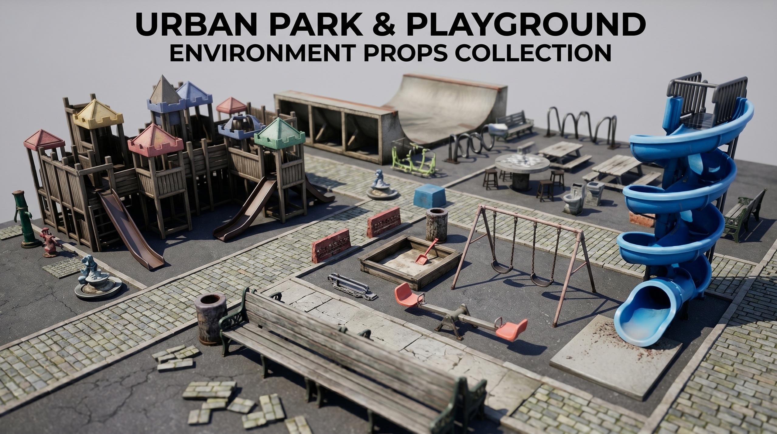 Urban Park & Playground Environment Props | Fab