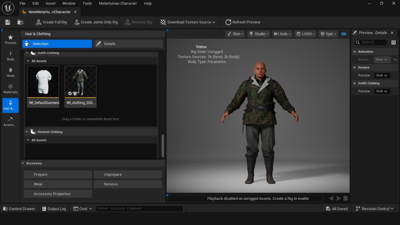 Media 1 for listing Metahuman WW2 German SS Soldier Outfit