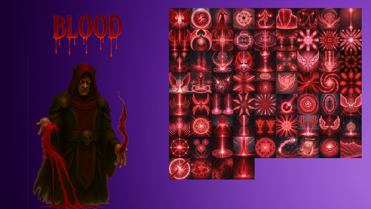 Media 1 for listing 2D Spell Icons Mega Pack – 704 Abilities for Fantasy RPG Classes