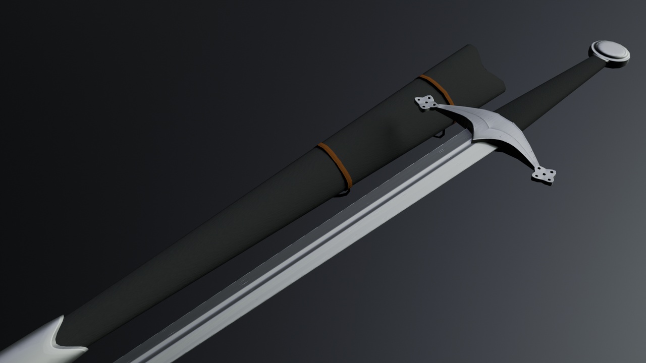 Media 1 for listing Medieval Claymore Longsword with Scabbard Low-poly 3D model
