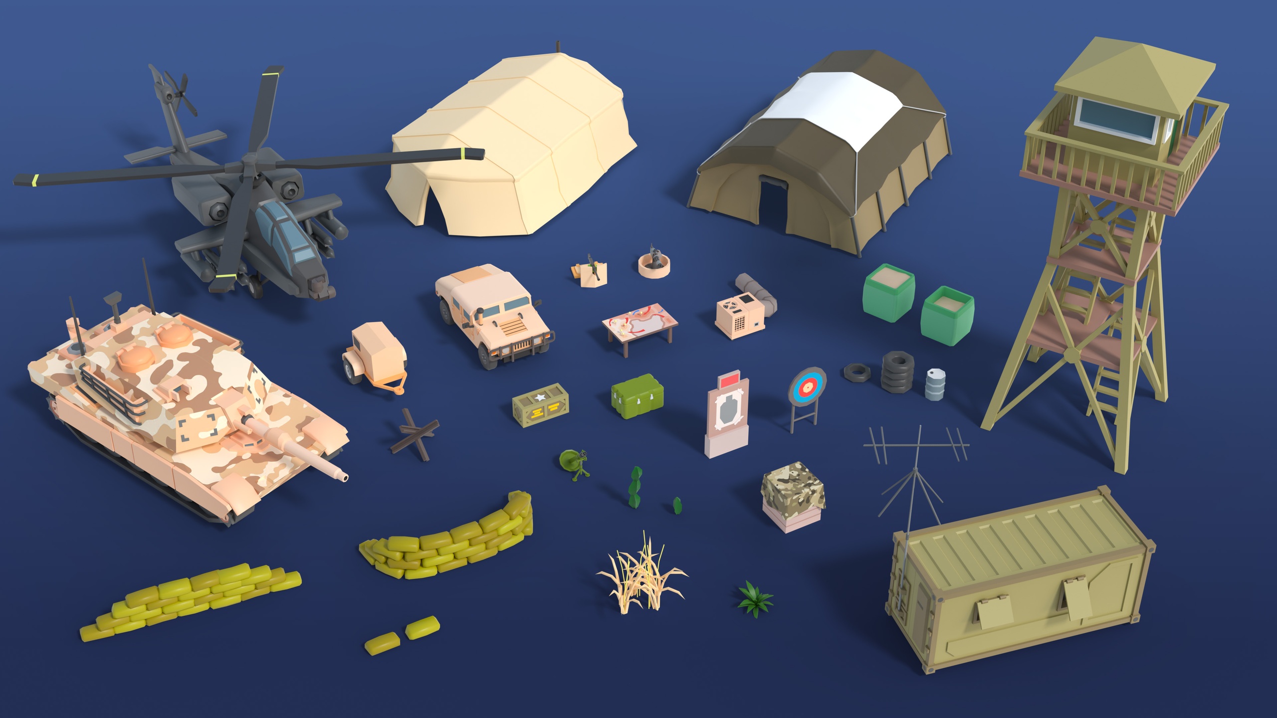 Media 1 for listing Military FREE - Low Poly 3D Models Pack