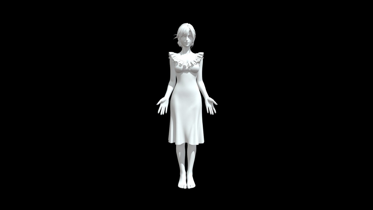 Media 1 for listing 温柔碎花吊带裙女性完整人体3D模型
