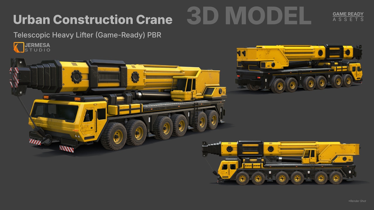 Media 1 for listing Heavy Industrial Construction Vehicles Bundle PBR (Game Ready)