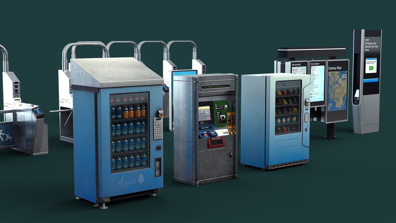 Media 1 for listing Turnstile Fare Gate 3D Model – Subway Vending Machine