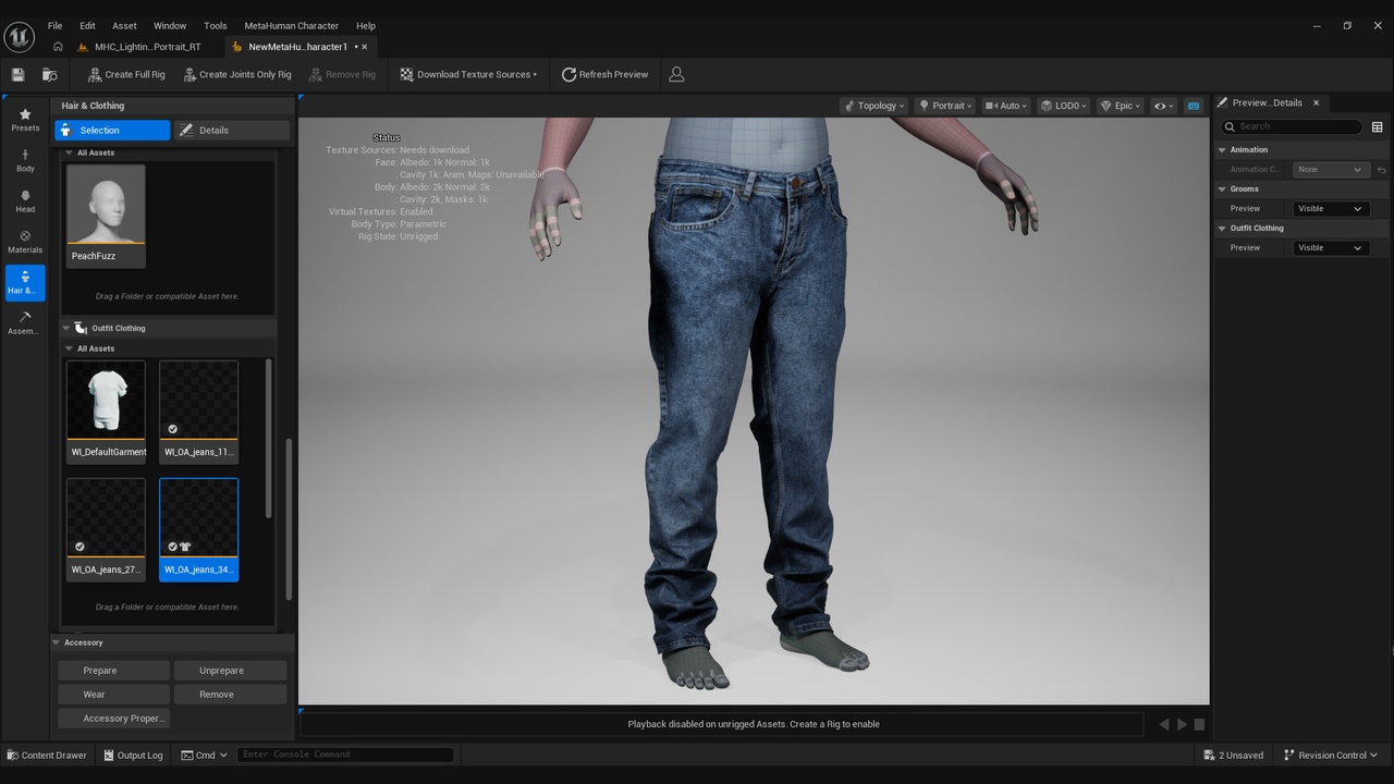 Media 1 for listing Jeans for Metahuman 34 - MHPKG