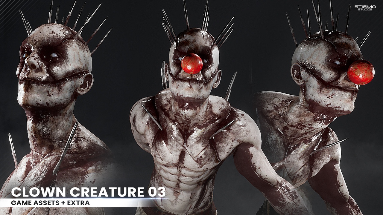 Media 1 for listing Creepy Clown Creature 03 - Game Assets + Extra