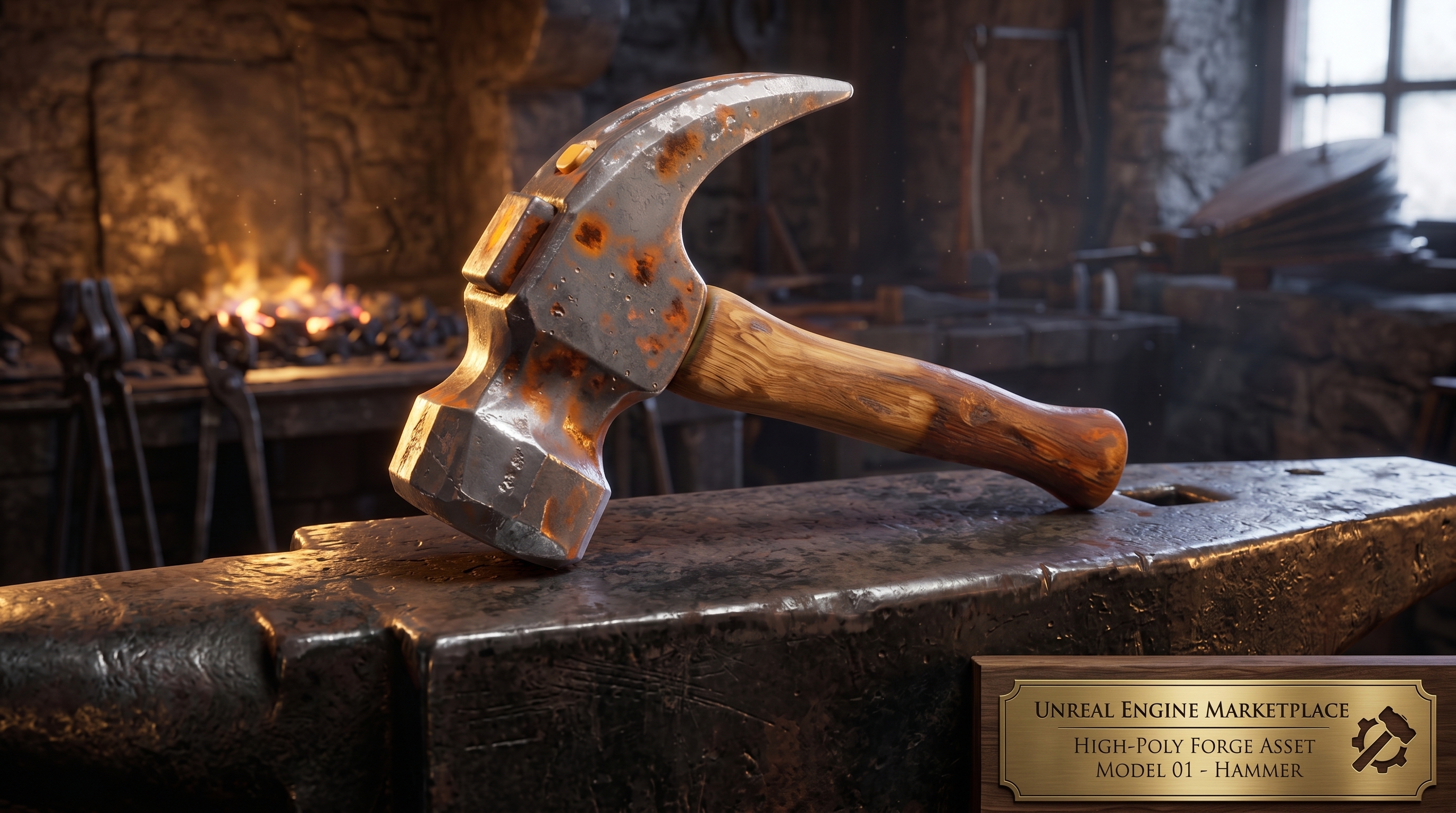 Stylized Magma Forge Hammer - 3D Fantasy Weapon | Fab