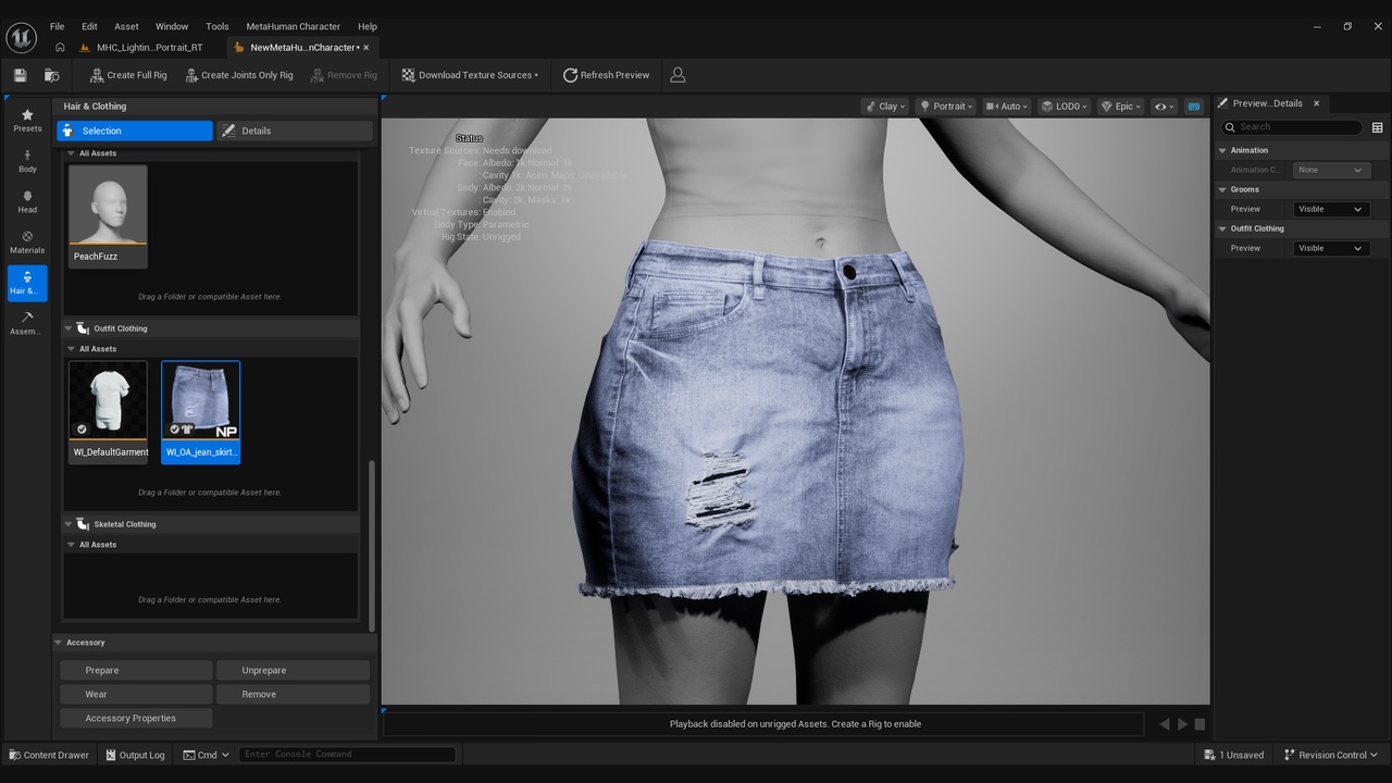 Media 1 for listing Denim Skirt for Metahuman 87 - MHPKG