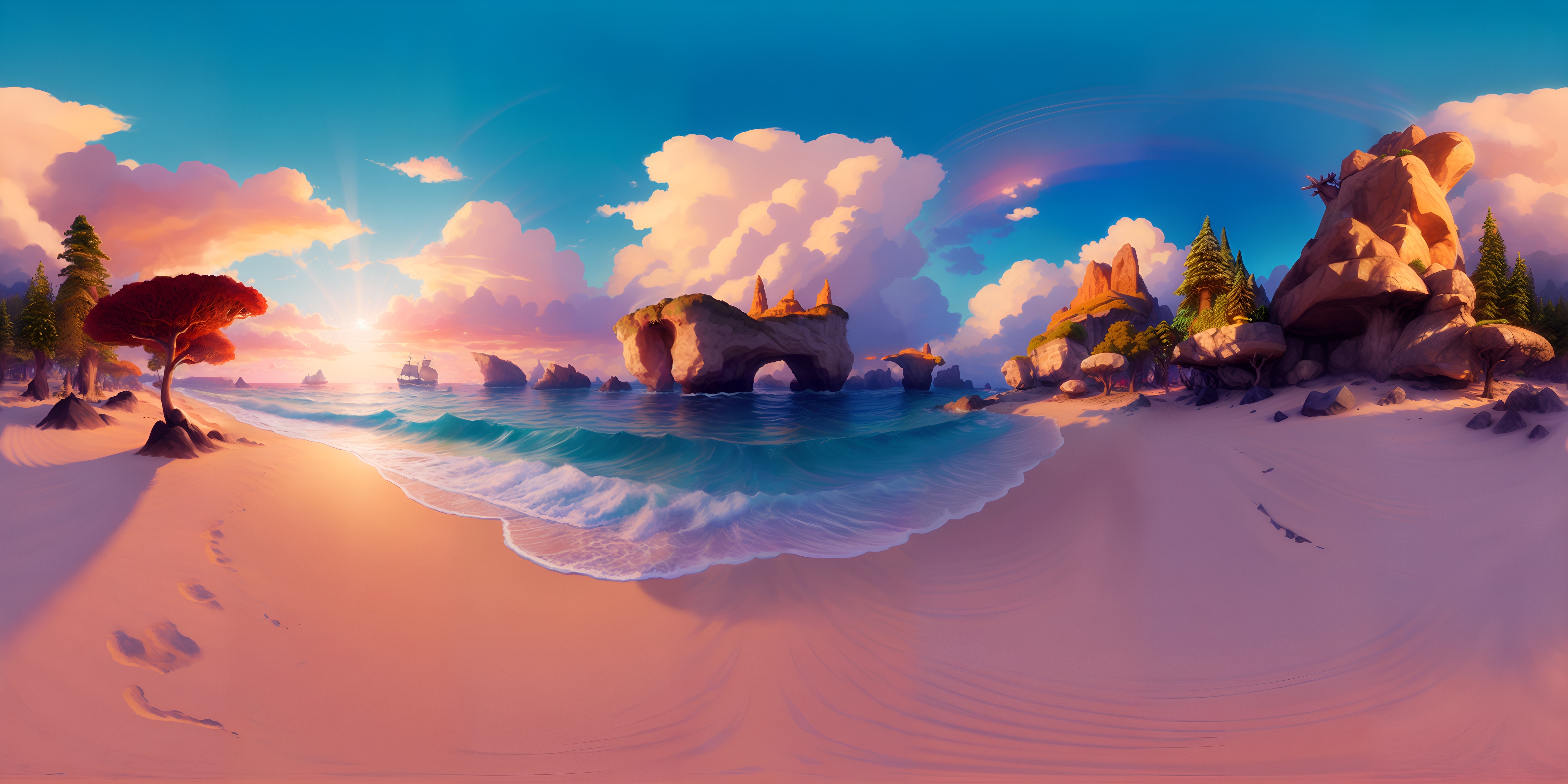 Dreamlike Beach Forest Skybox HDRI | Fab