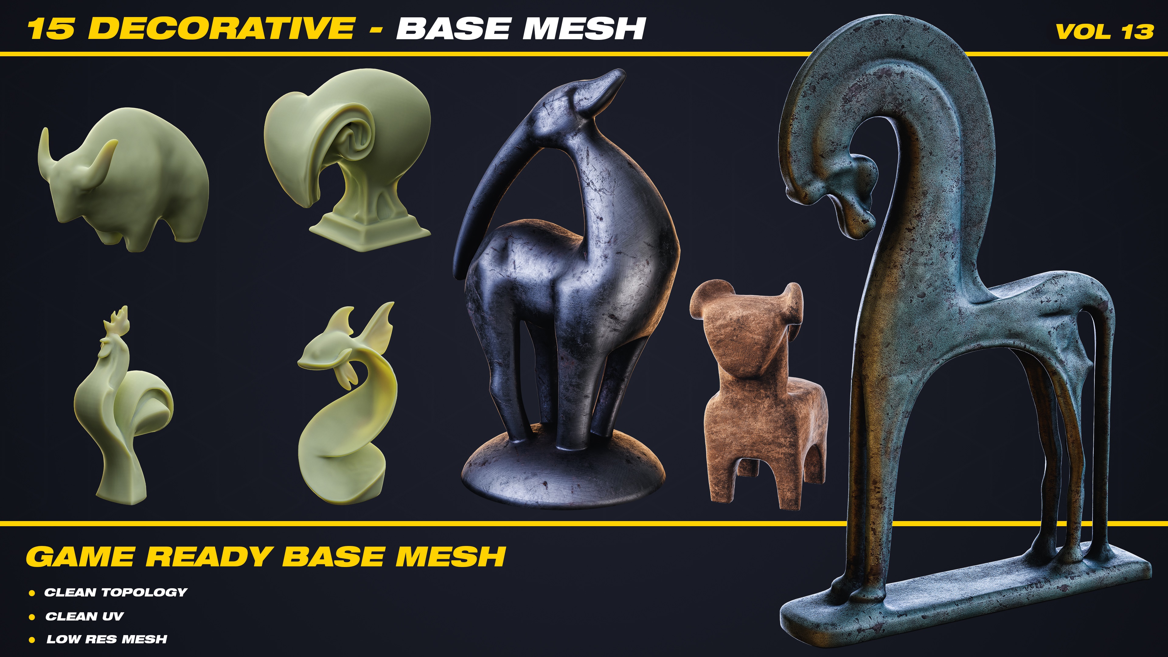 15 Decorative Base Mesh - VOL 13 ( Game Ready ) | Fab