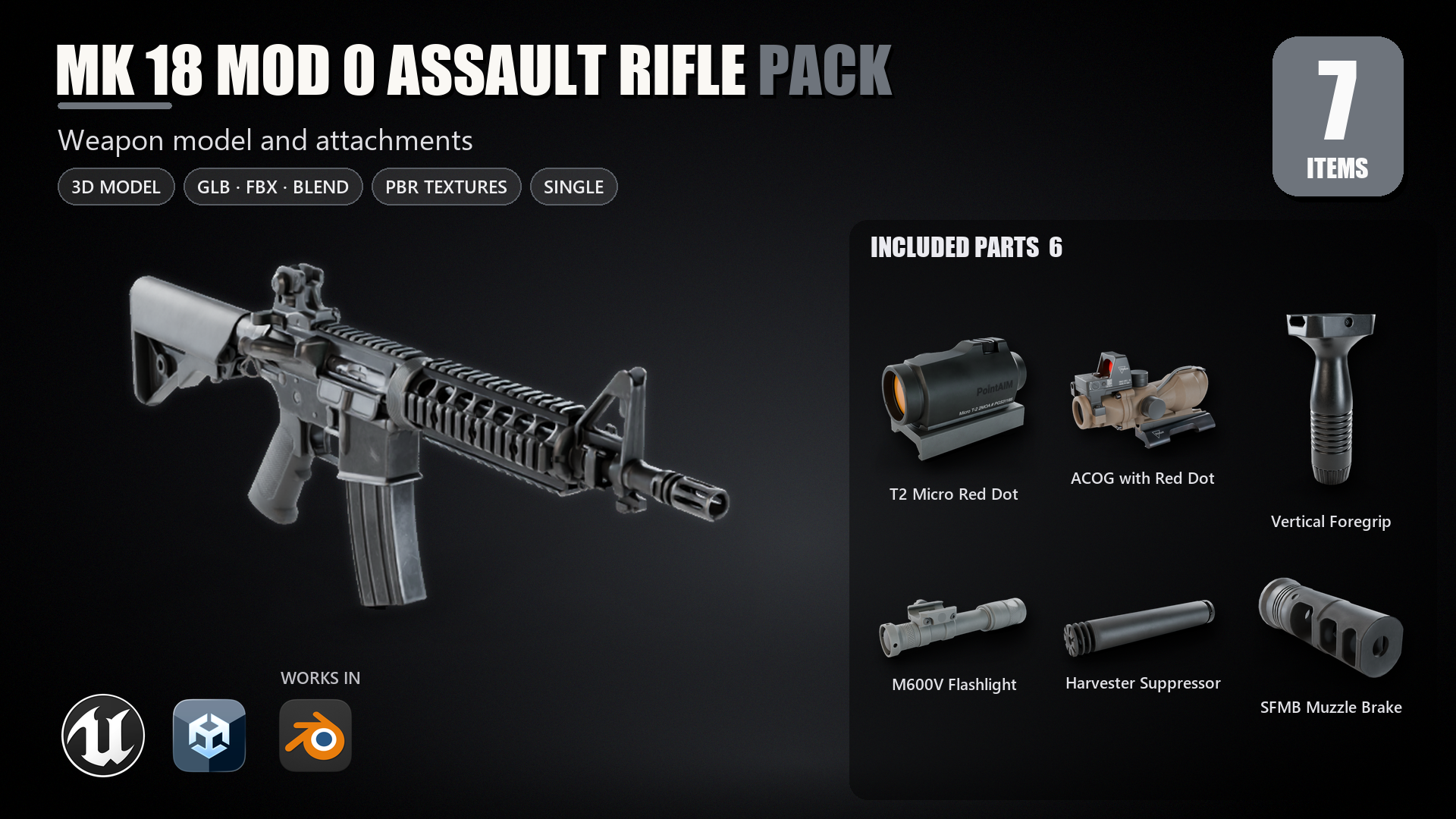 Modded Rifle Mk 18 Mod 0 Assault Rifle with Attachments | Fab
