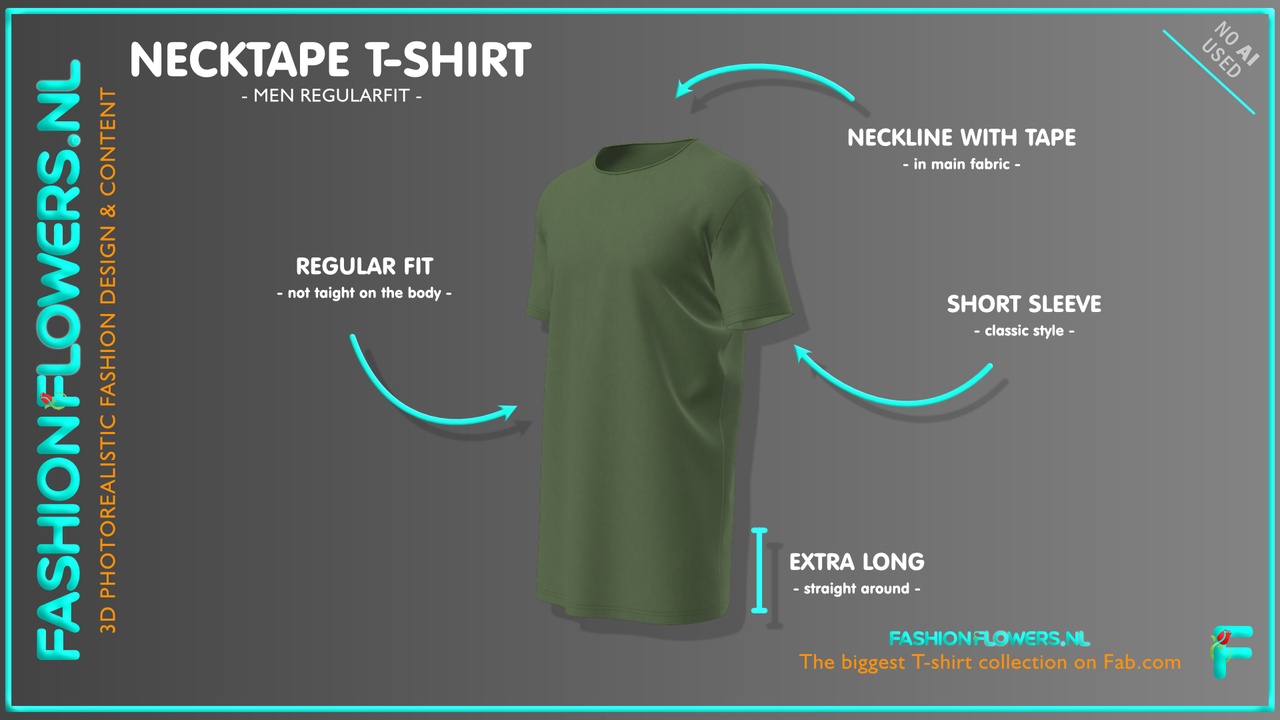 Media 1 for listing Green Colour Extra Long Short Sleeve T-shirt | Round Neck | Basic Long Tshirt